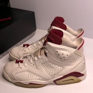Air Jordan 6 Retro Off White & Maroon Mens Size 11 Basketball Shoes 2015